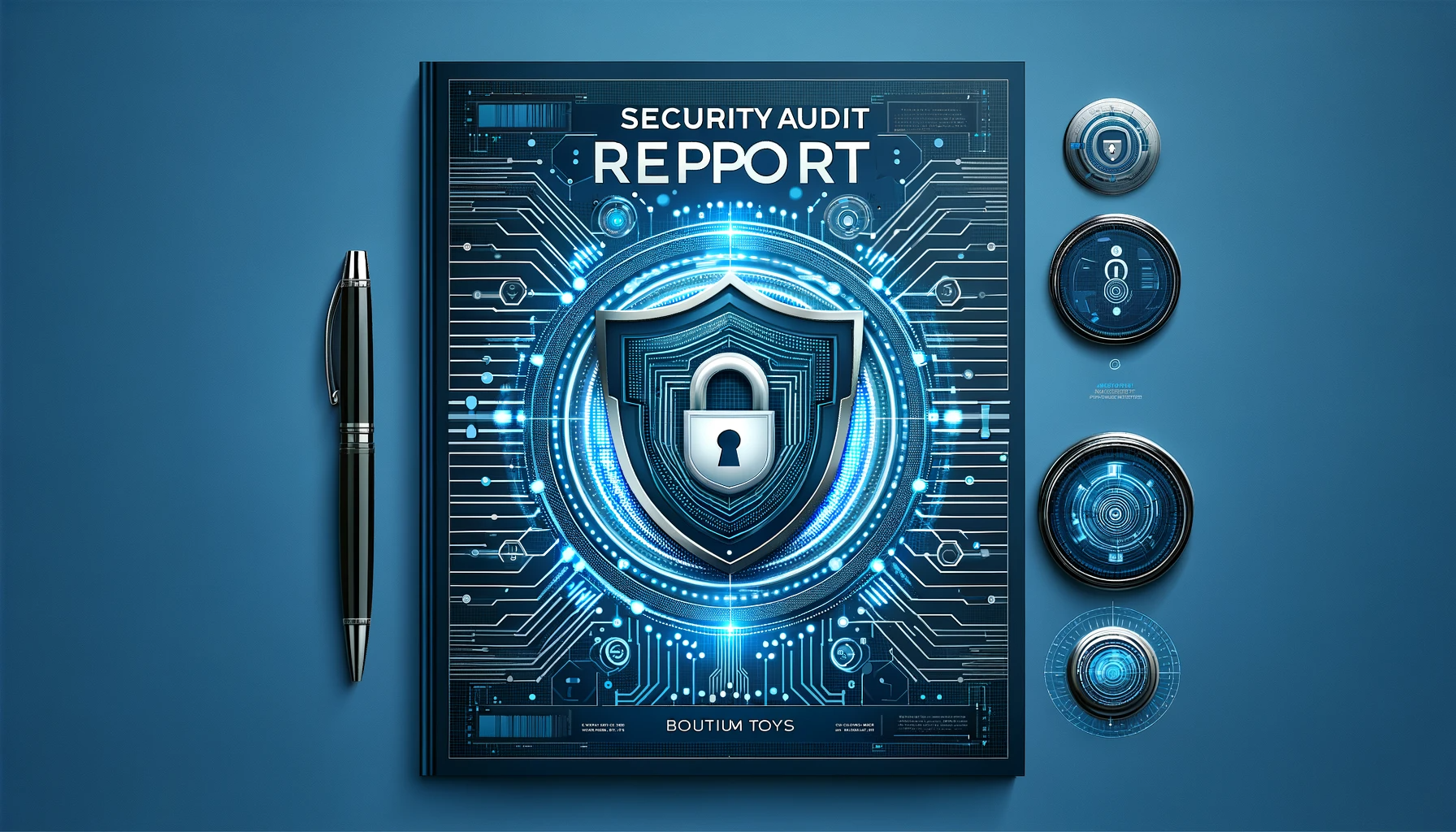 Digital illustration of a security audit report cover